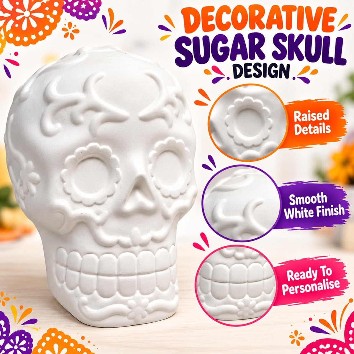 8PCs Halloween Paint Your Own Plaster Skull Craft Kit