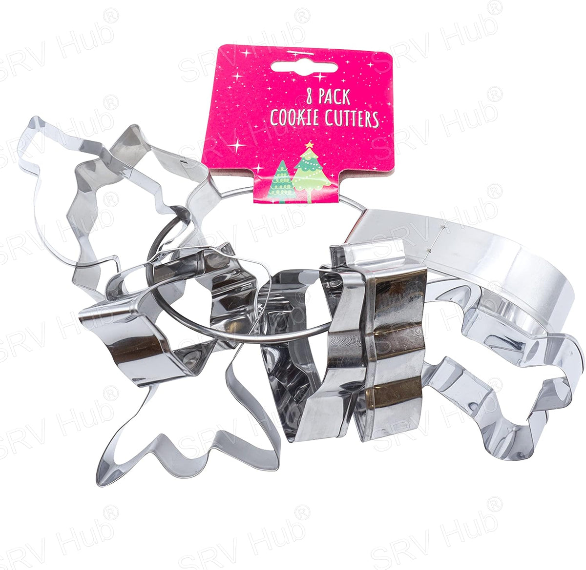 8Pcs Stainless Steel Christmas Cookie Cutters