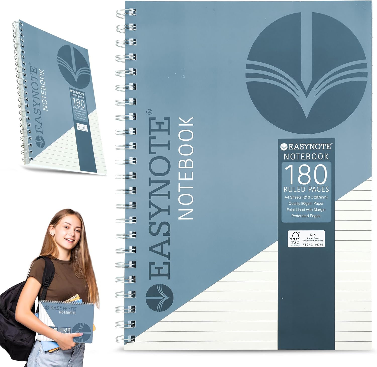A4 Wire-Bound Spiral Notebook with 180 Tear