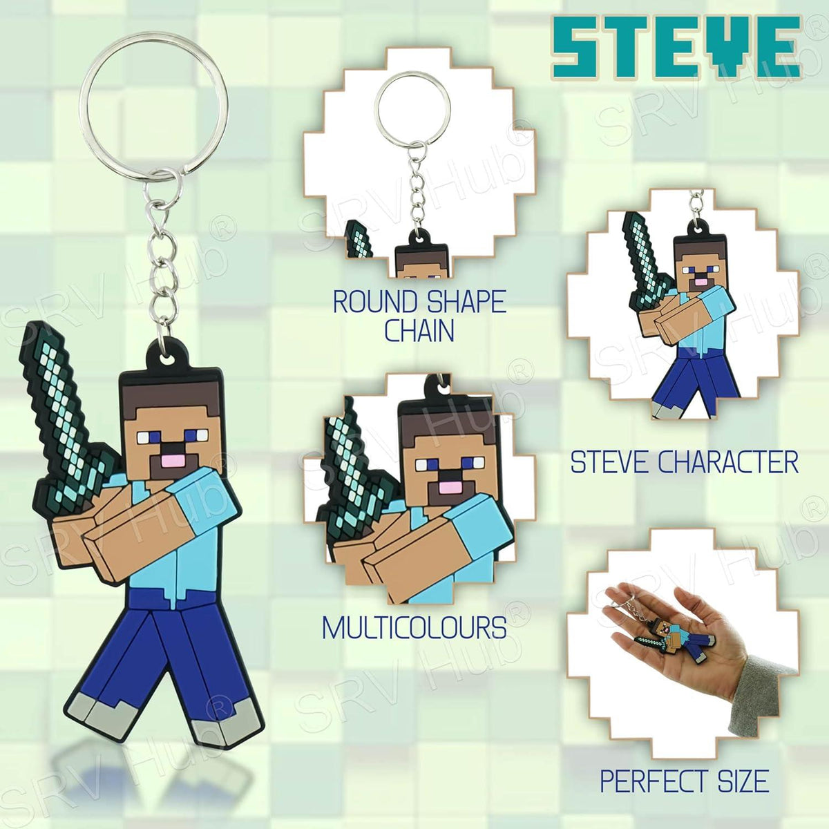 Minecraft Steve Kids Licensed Soft PVC Minecraft Key Chain – view 2