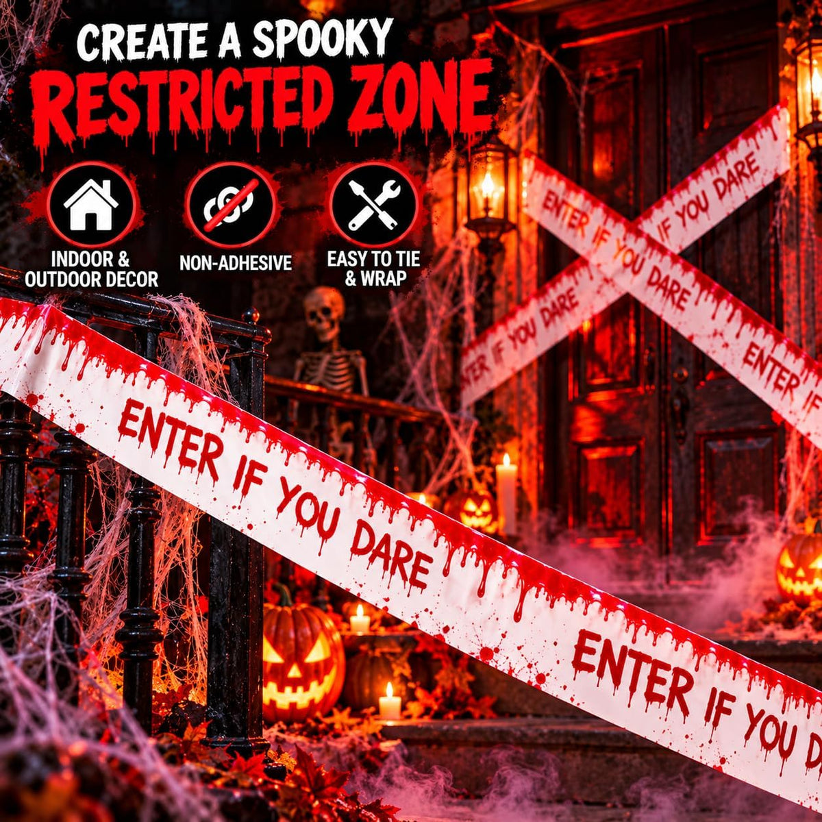 Halloween Fright Tape ENTER IF YOU DARE 2 Rolls