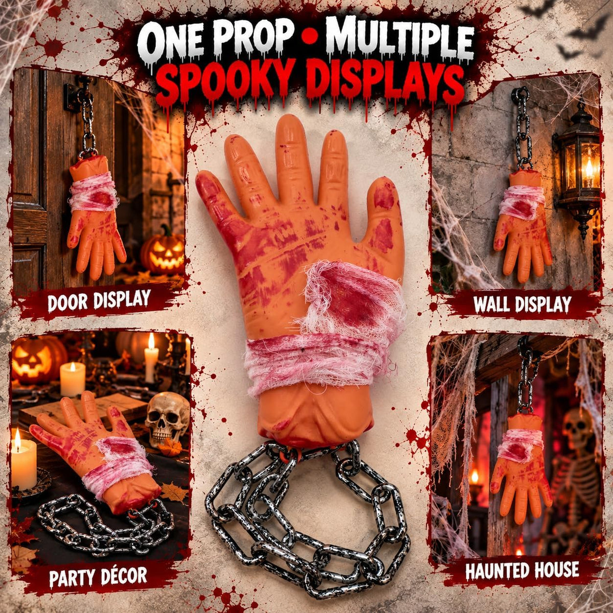 Halloween Severed Hand Decoration with Plastic chain