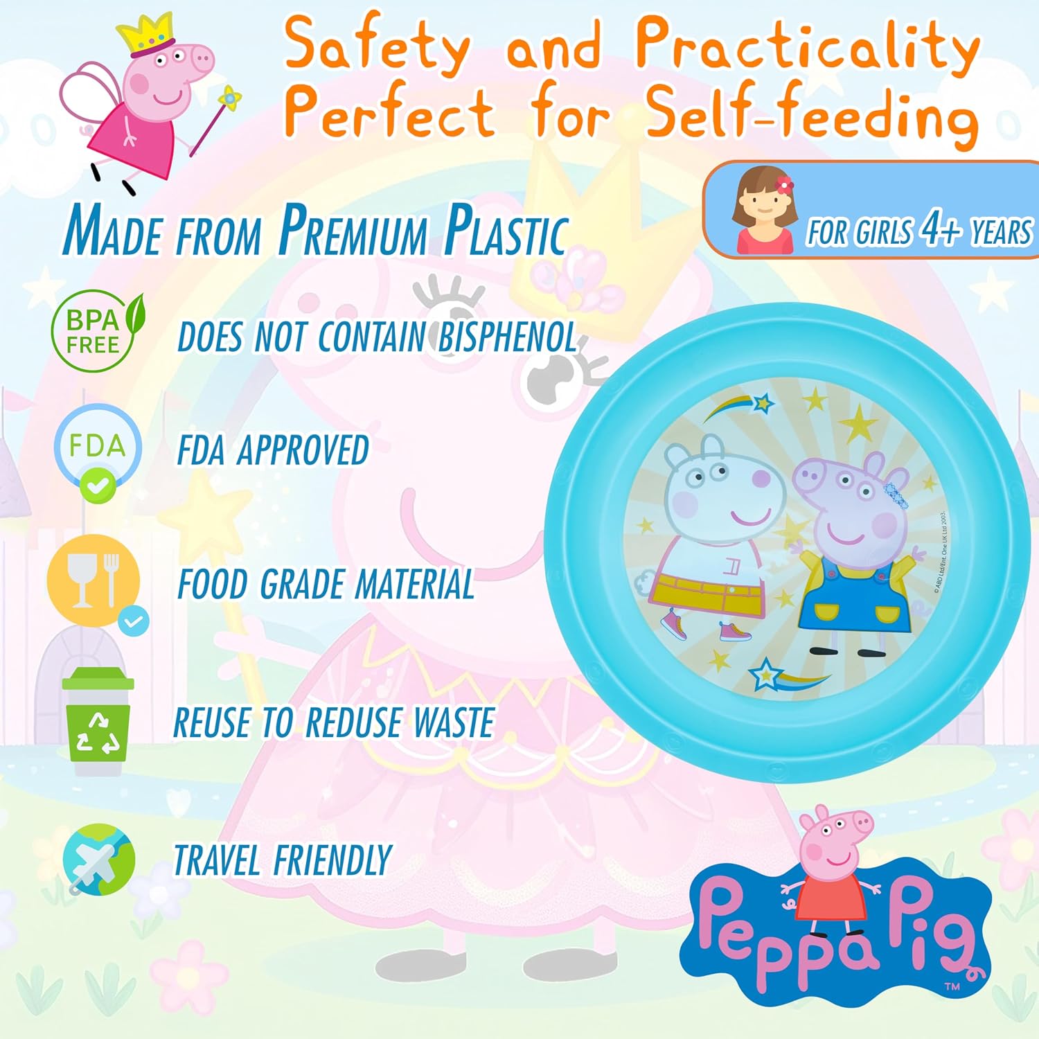 Reusable Kids Plastic Plate 22cm