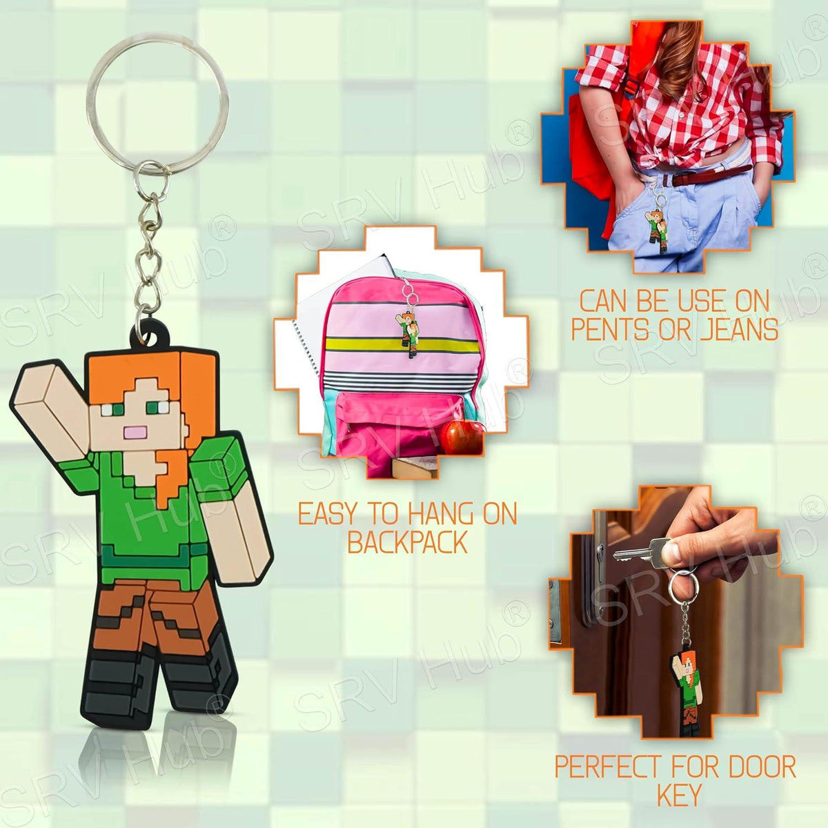 Minecraft Alex Kids Licensed Soft PVC Minecraft Key Chain – view 4
