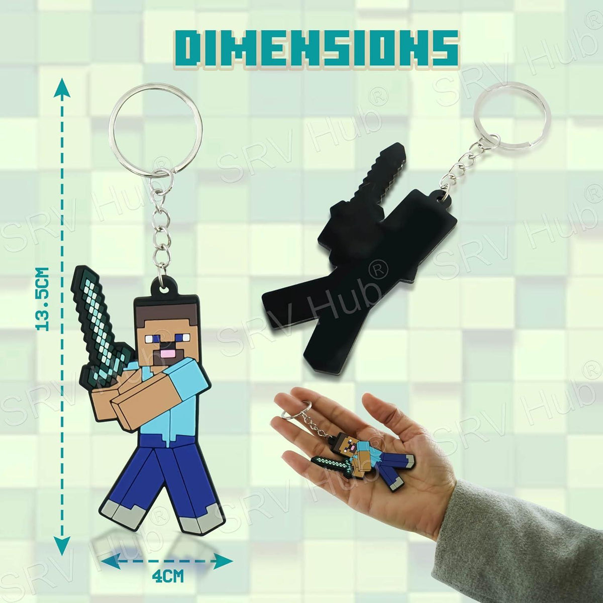 Minecraft Steve Kids Licensed Soft PVC Minecraft Key Chain – view 3
