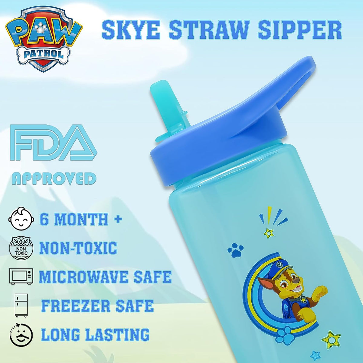 PAW Patrol Chase Kids Licensed Paw Patrol Straw Sippers 420ml – view 5