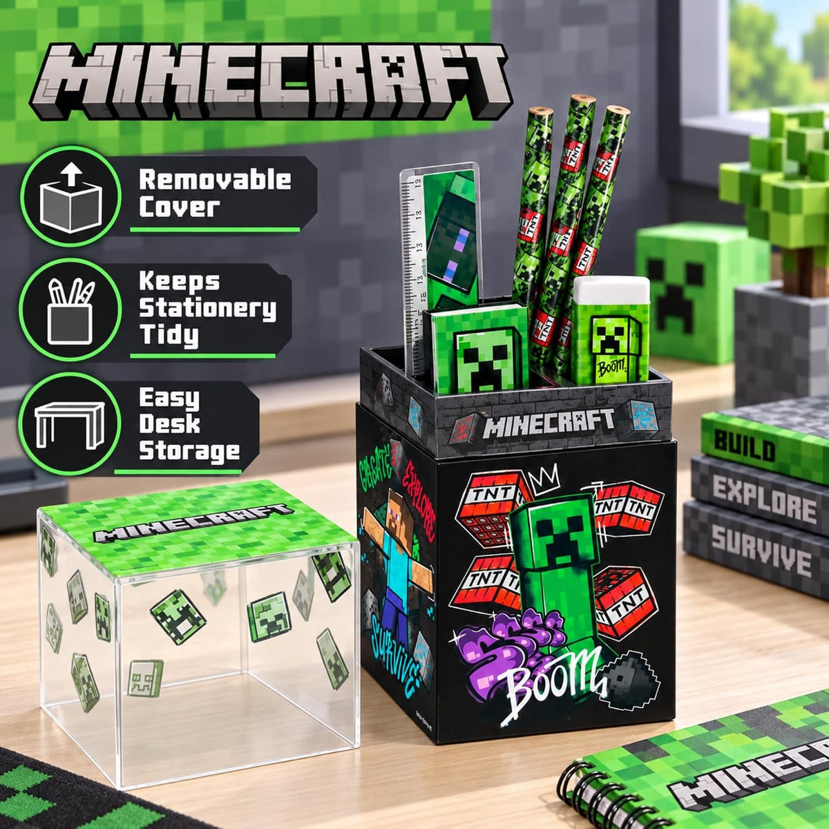 Minecraft Desk Caddy Stationery Set 7Pcs