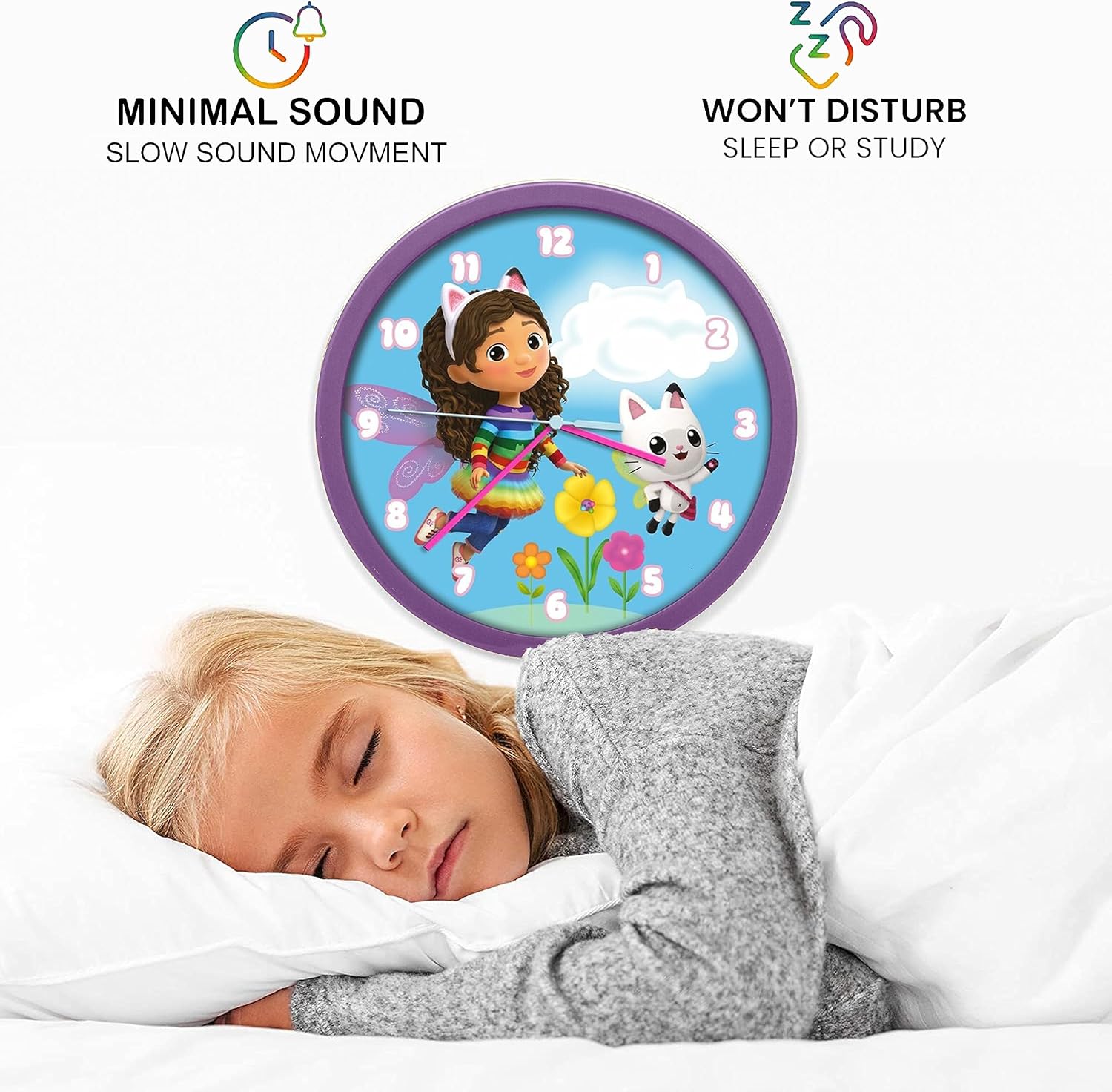 Children Modern Wall Clock Battery Operated, Wall Decor Gift for Kids