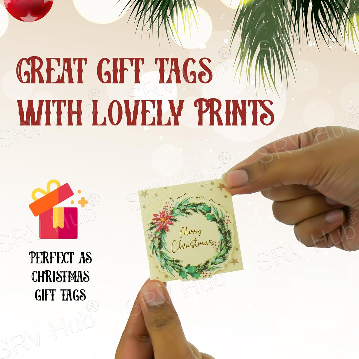 6cm Mini Hand Finished Christmas Gift Tags 18Pcs