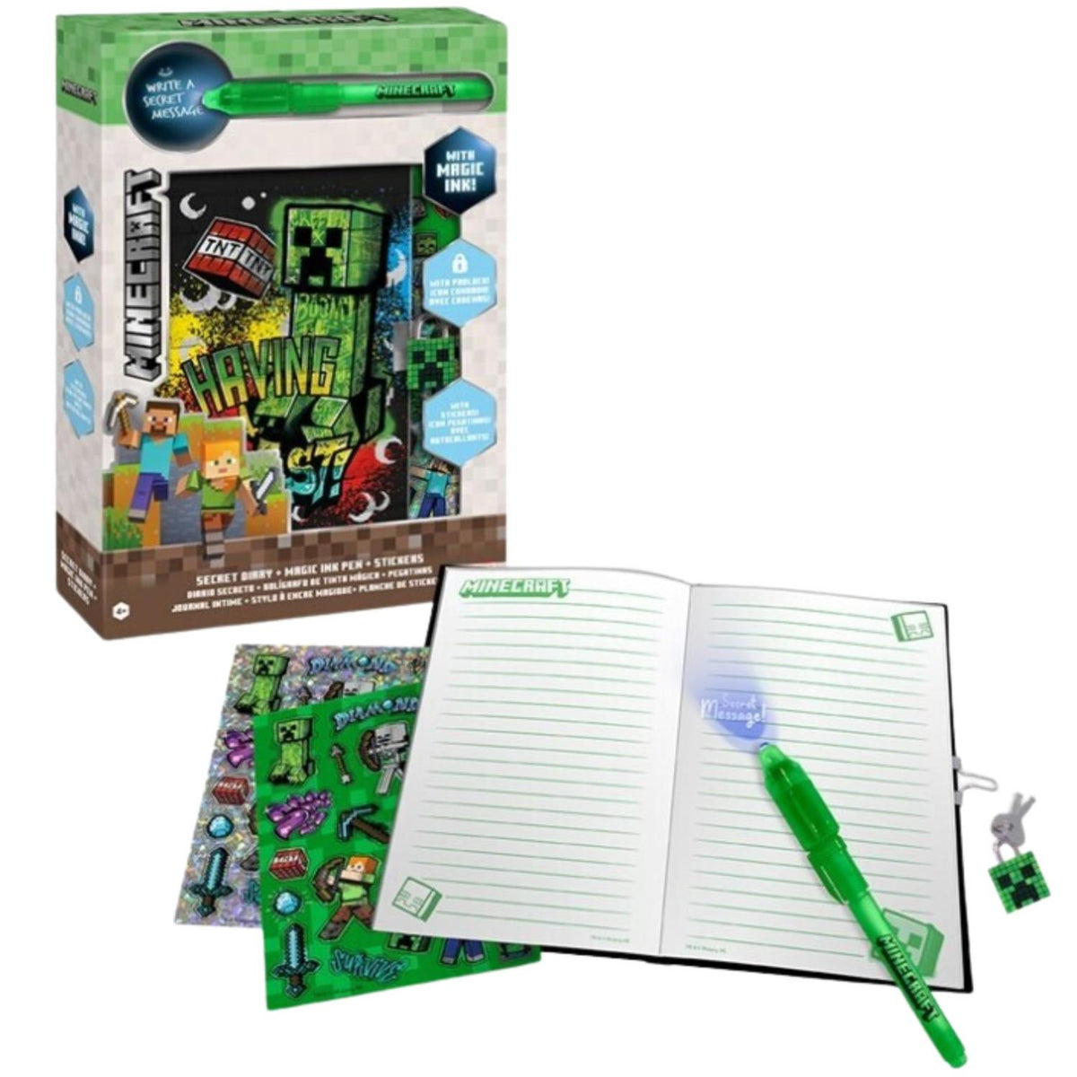 Minecraft Kids Licensed Secret Diary & Magic Ink Pen Stationery Set – view 5