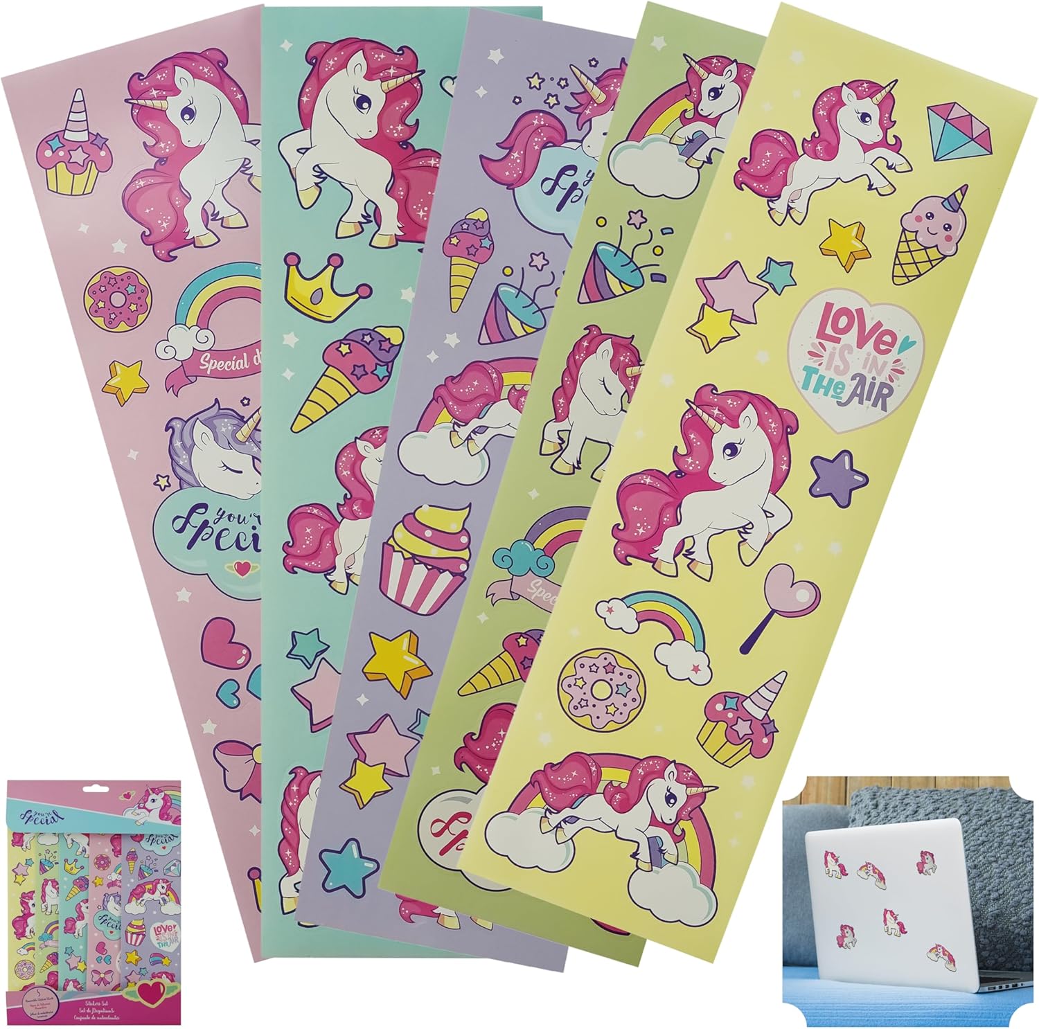 5x Waterproof Reusable Window Stickers Sheets