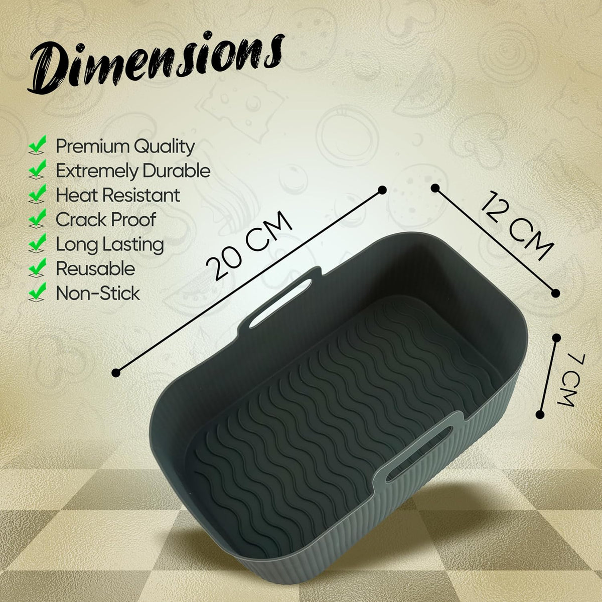 Silicone Non-Stick Air Fryer Liner - Rectangle 20cm – view 2