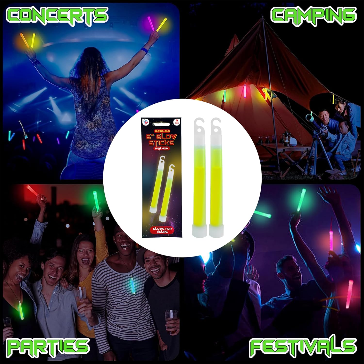 Random 2Pcs Hanging Glow Sticks 15cm