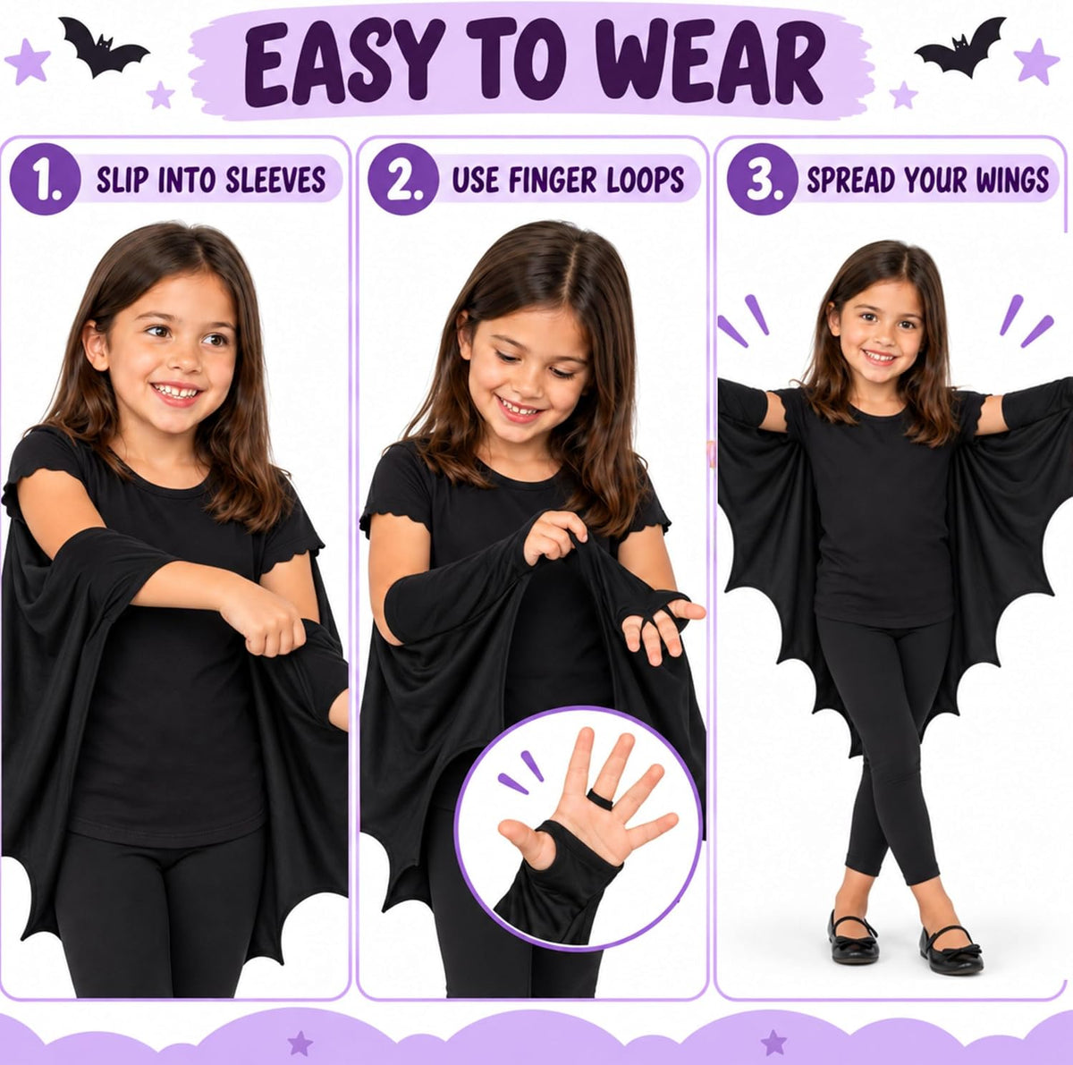 Halloween Children’s Black Bat Cape 74cm
