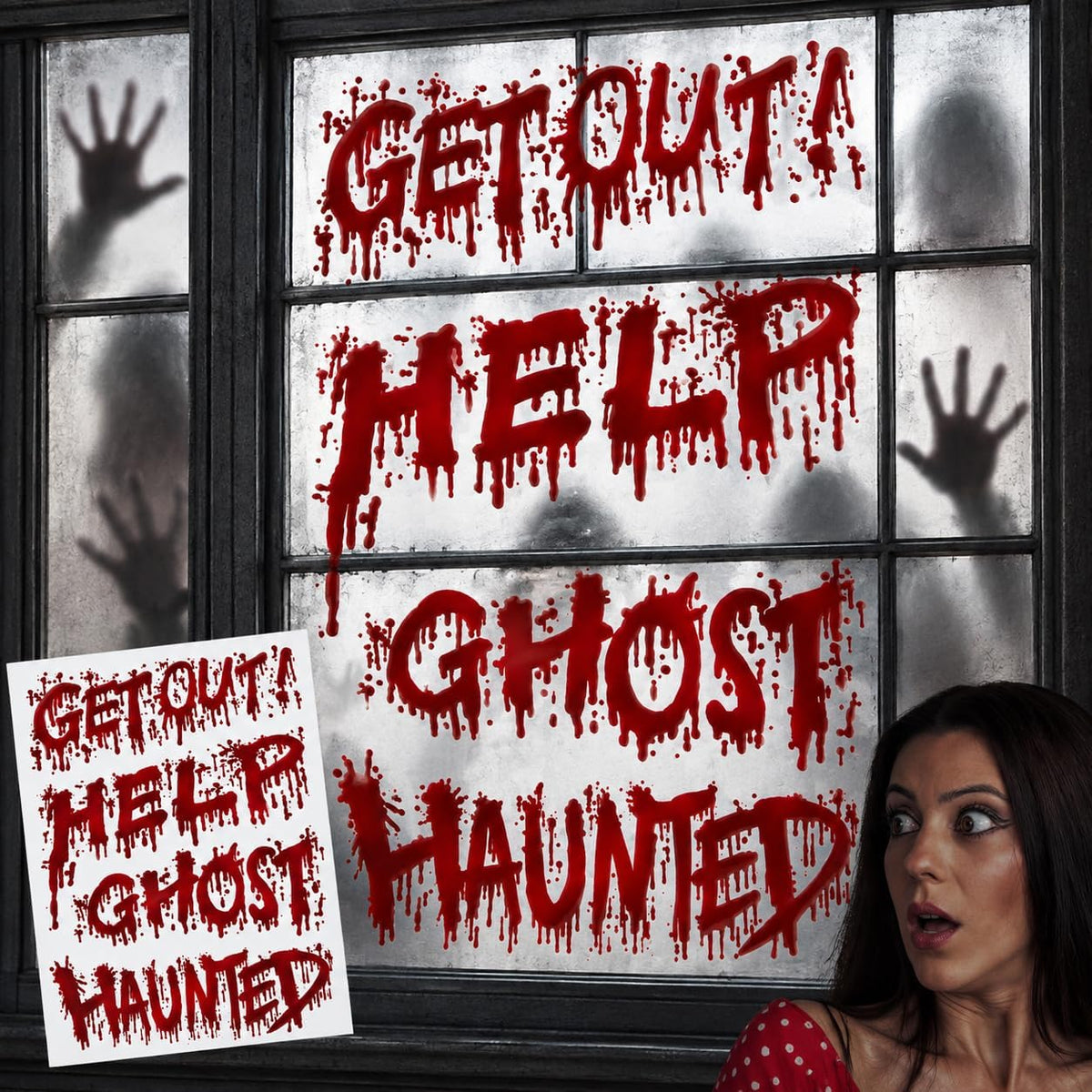 Halloween Bloody Horror Words Window Stickers Sheet