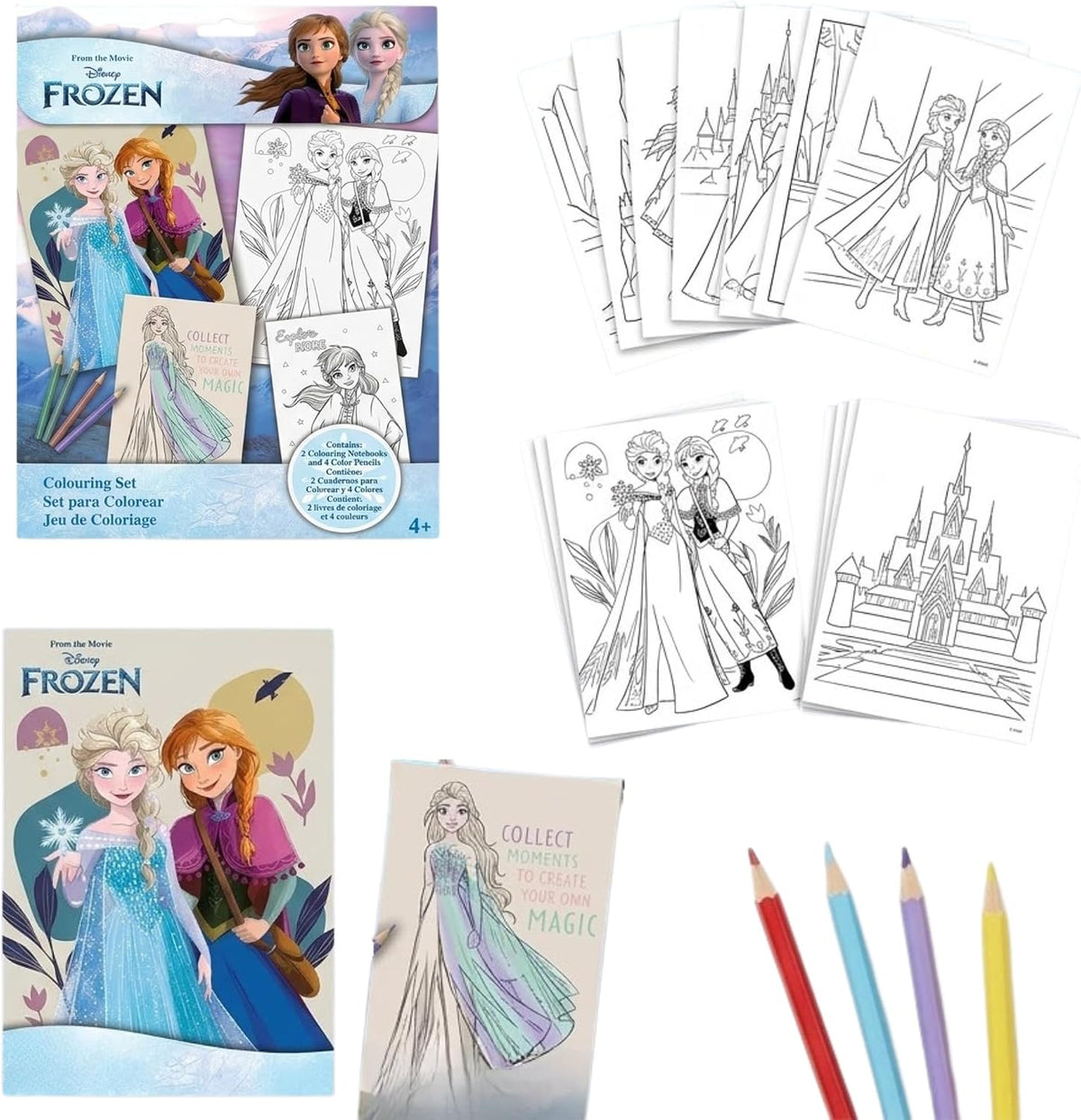 Disney Frozen Colouring Set for Kids - 2 Books & Pencils