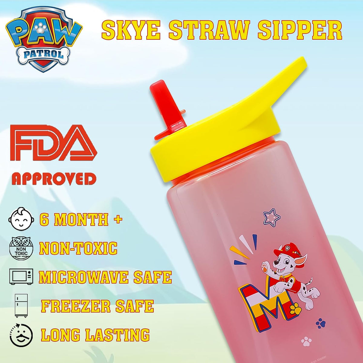 PAW Patrol Marshall Kids Licensed Paw Patrol Straw Sippers 420ml – view 2