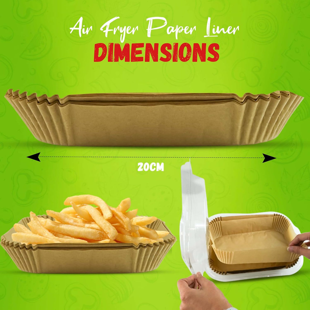 20cm Square Air Fryer Liners 40Pcs – view 2