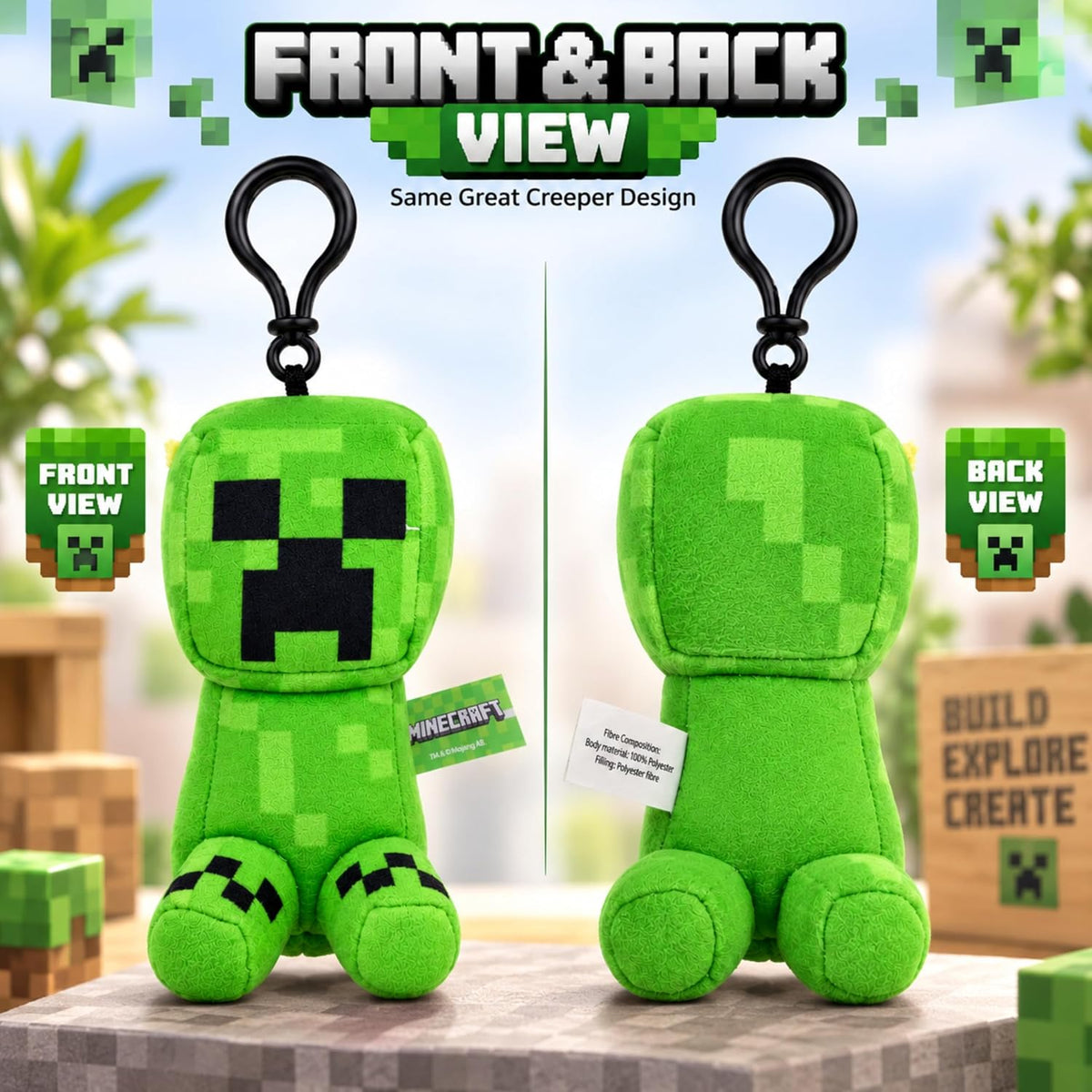 Creeper Kids Licensed 3D Plush Clip On Keyring