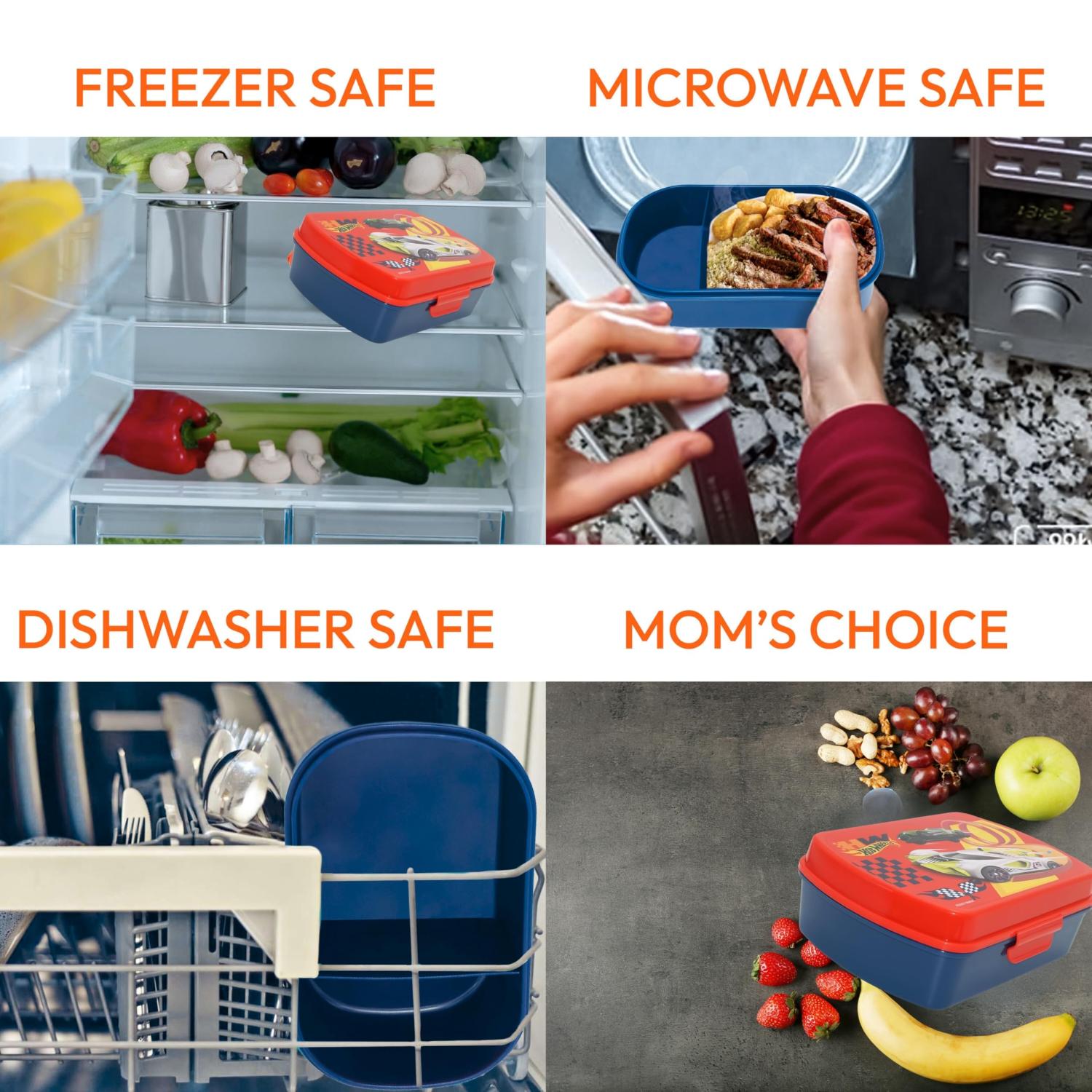 Kids BPA Free Plastic Lunch Box with Cutlery - Assorted
