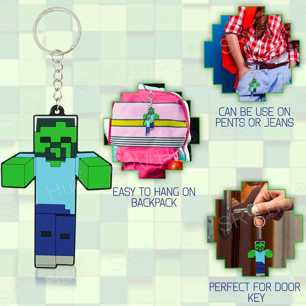 Zombie Kids Licensed Soft PVC Minecraft Key Chain – view 7