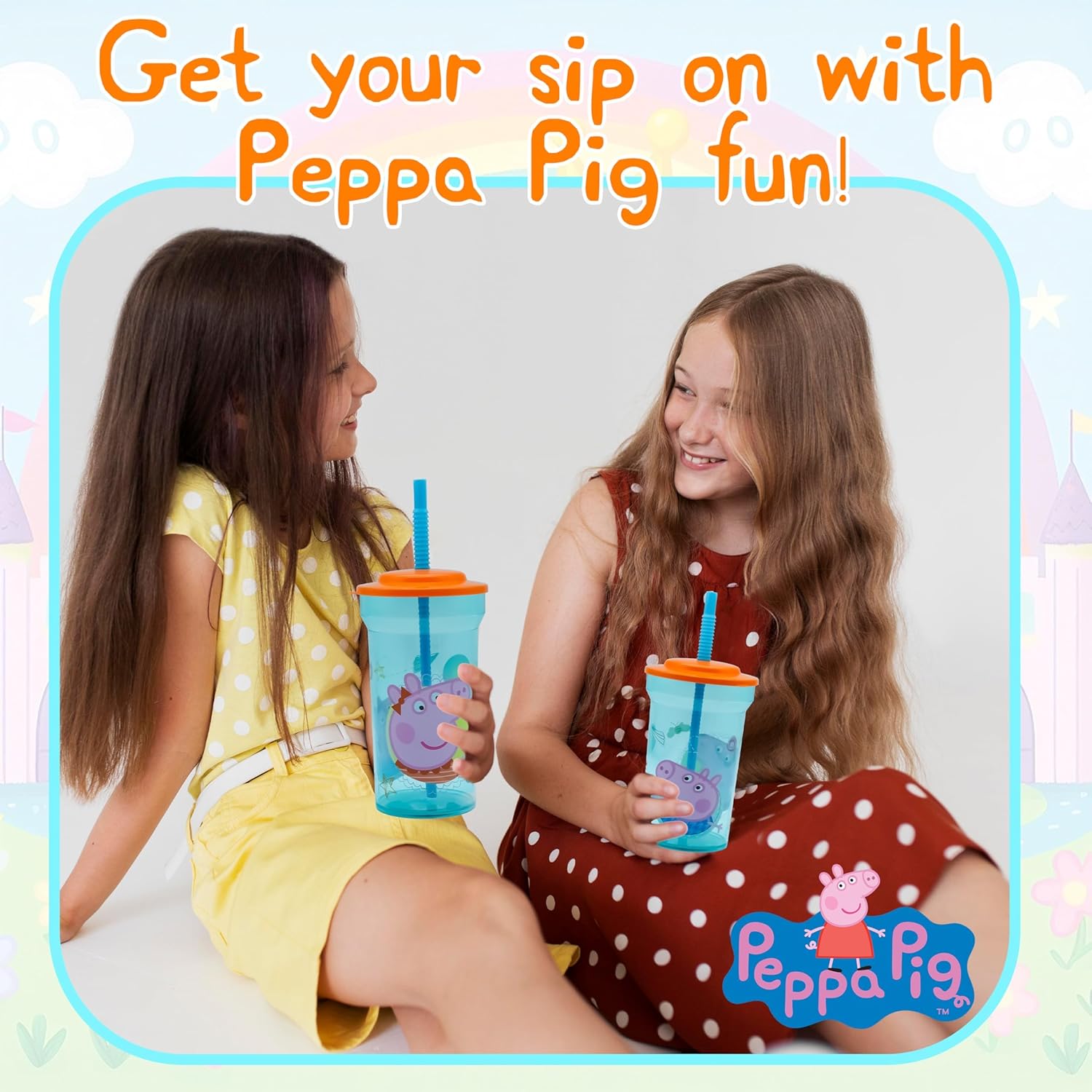 Kids Water Tumbler with Straw, 460ml