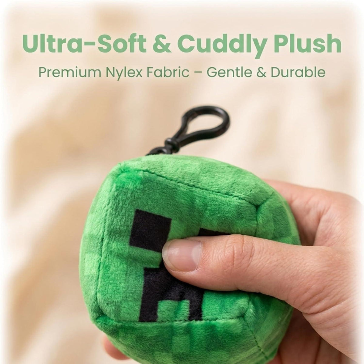 Minecraft Creeper Kids Licensed Minecraft Plush Cube Clip-On Keychain – view 6