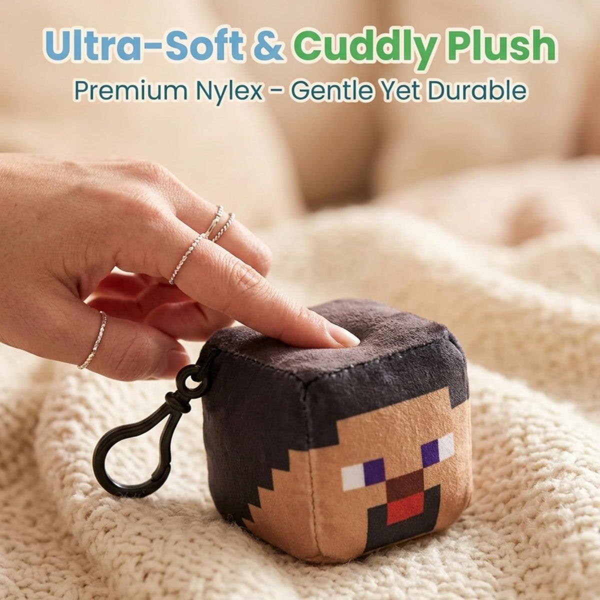 Minecraft Steve Kids Licensed Minecraft Plush Cube Clip-On Keychain – view 4