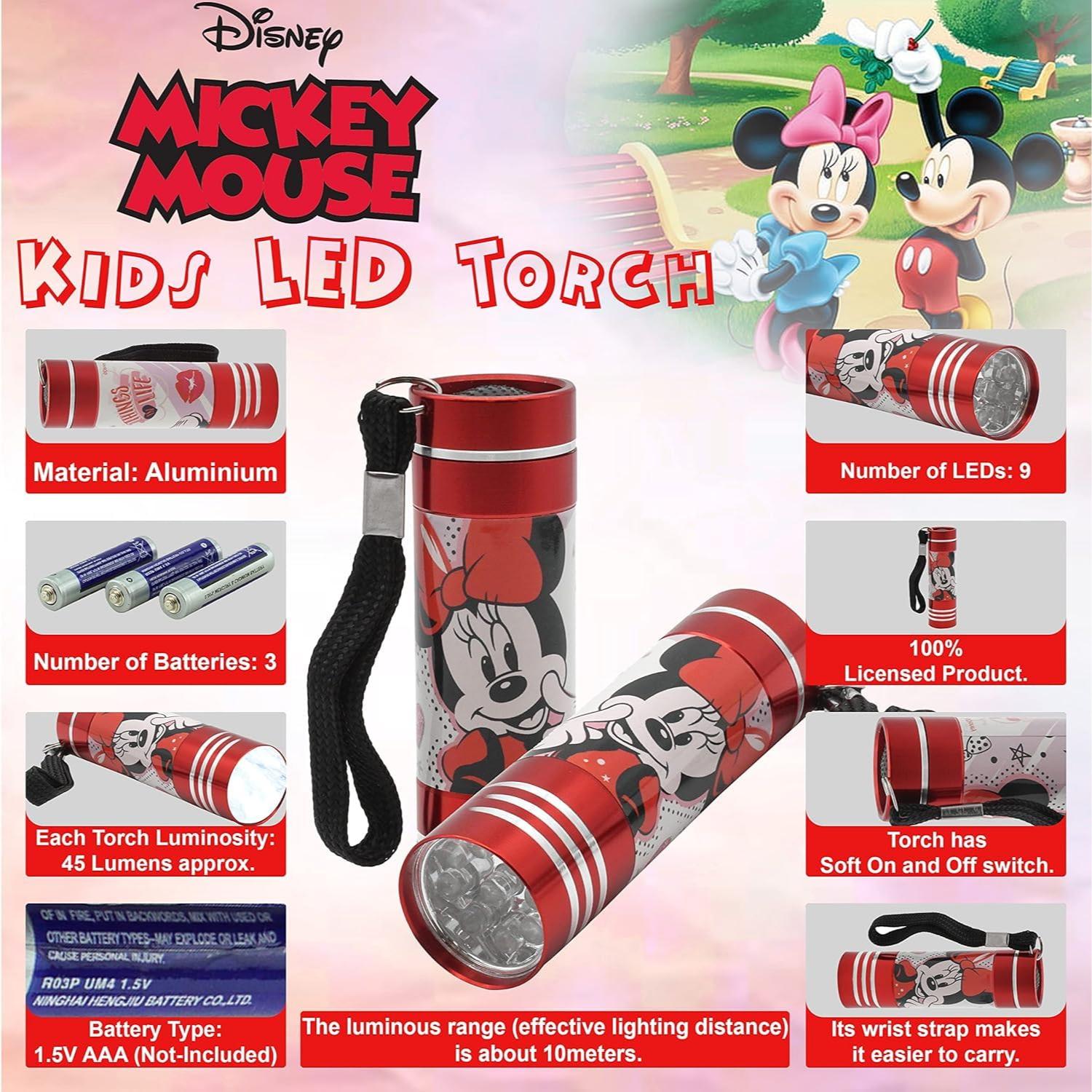 Minnie Mouse LED Torch for Kids – Aluminium Flashlight with 9 LEDs