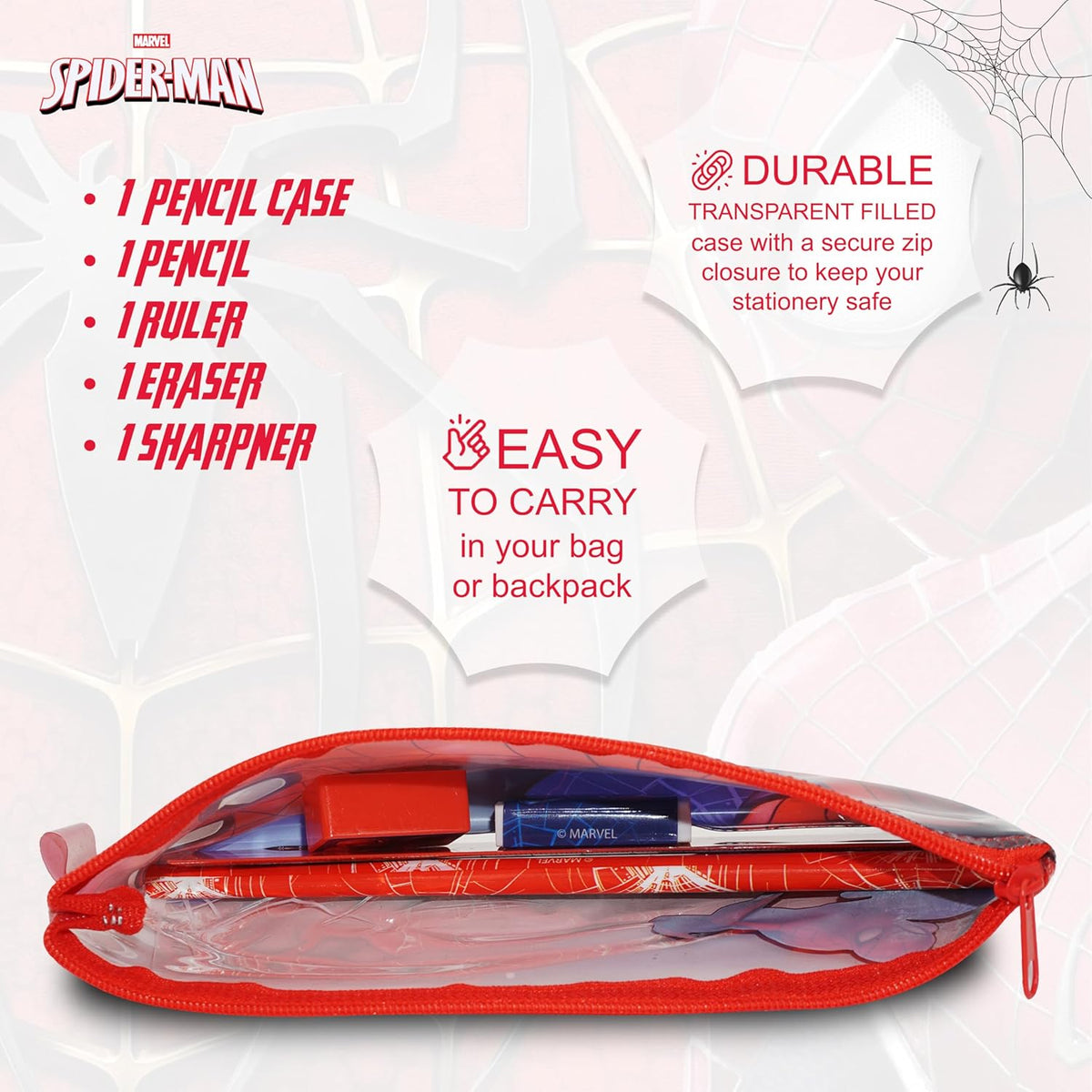Spider-Man Kids Licensed 5 Piece Stationery Set with Pencil Case – view 4