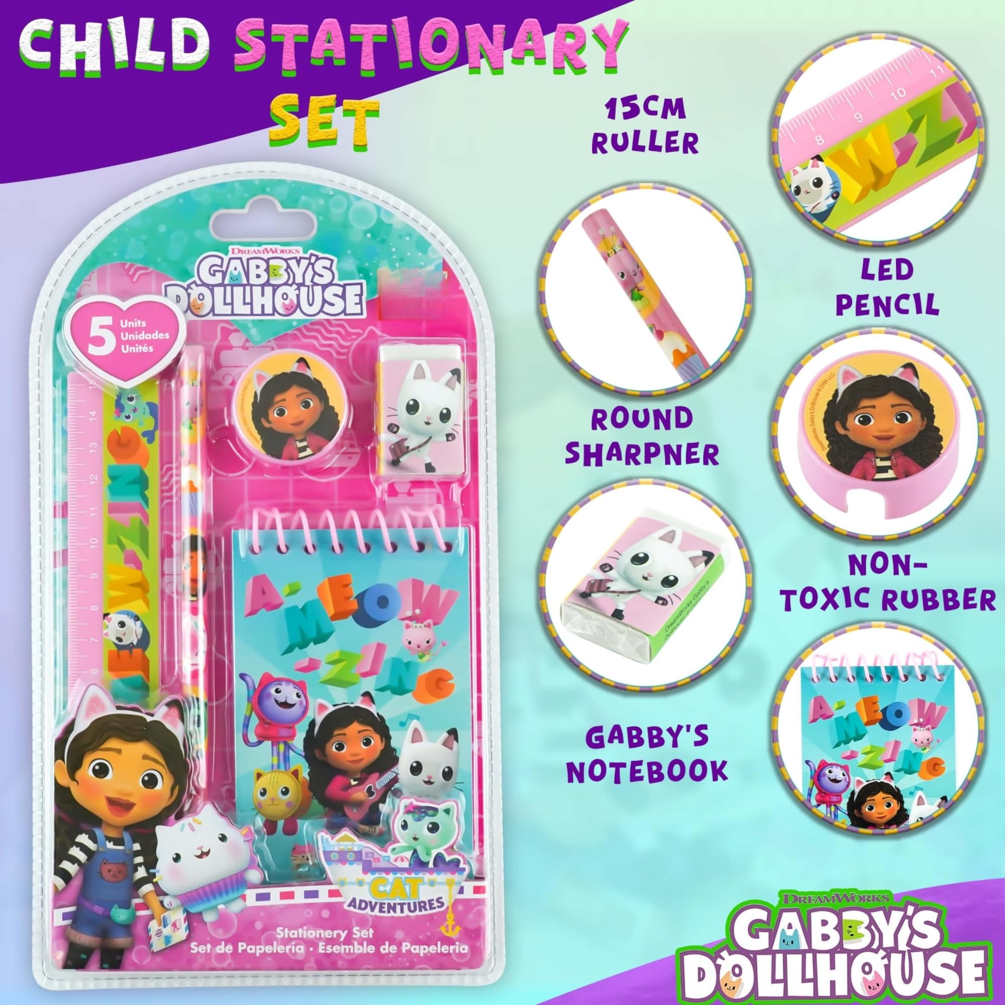 5PCs School Stationery Set - Assorted