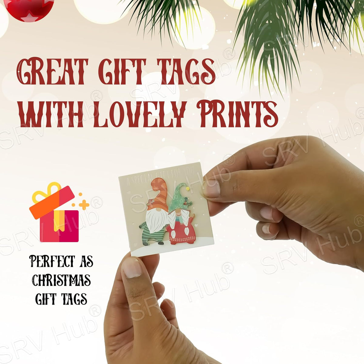 6cm Mini Hand Finished Christmas Gift Tags 18Pcs