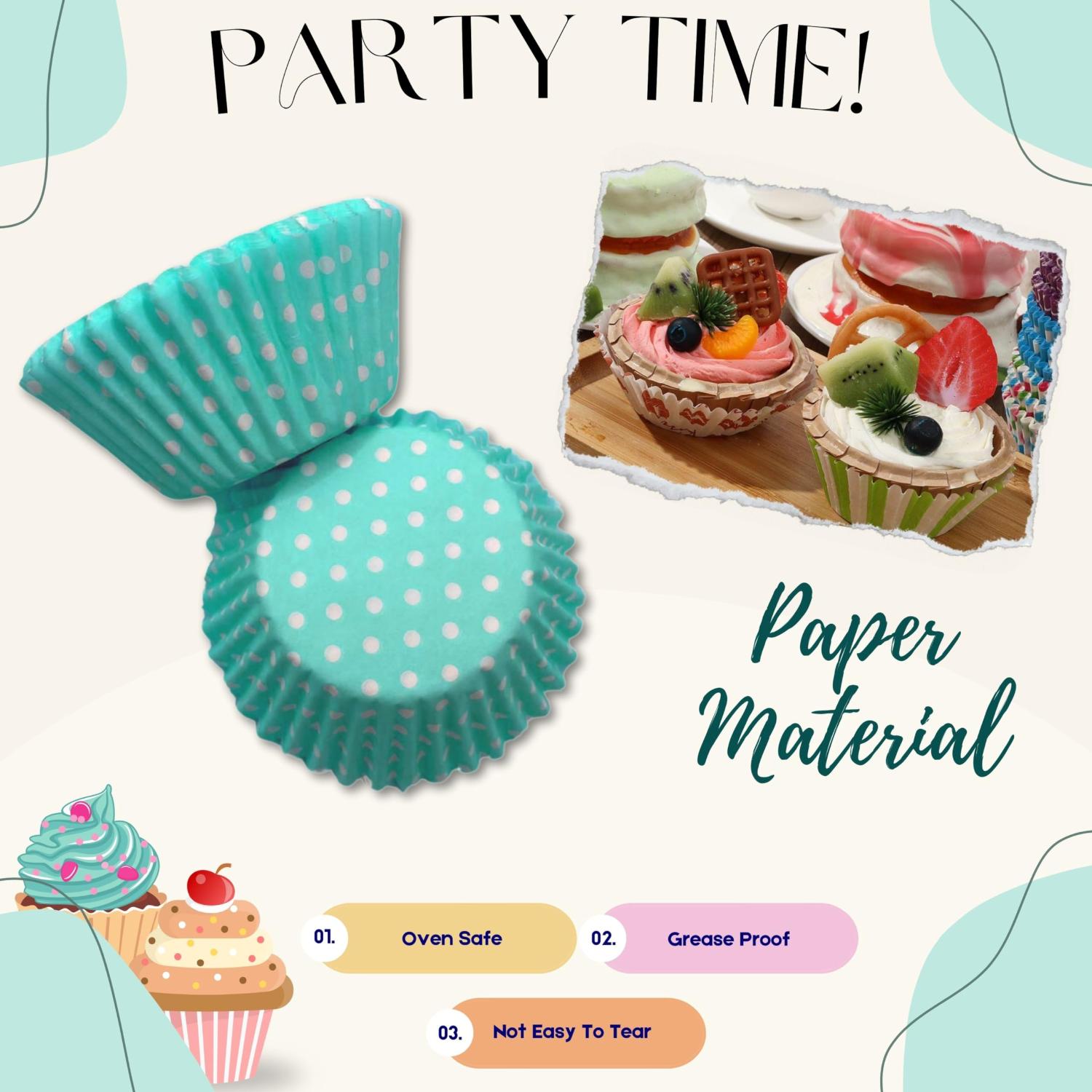 Polka Dot Cupcake Cases Disposable Muffin Baking Cups 72 Pack