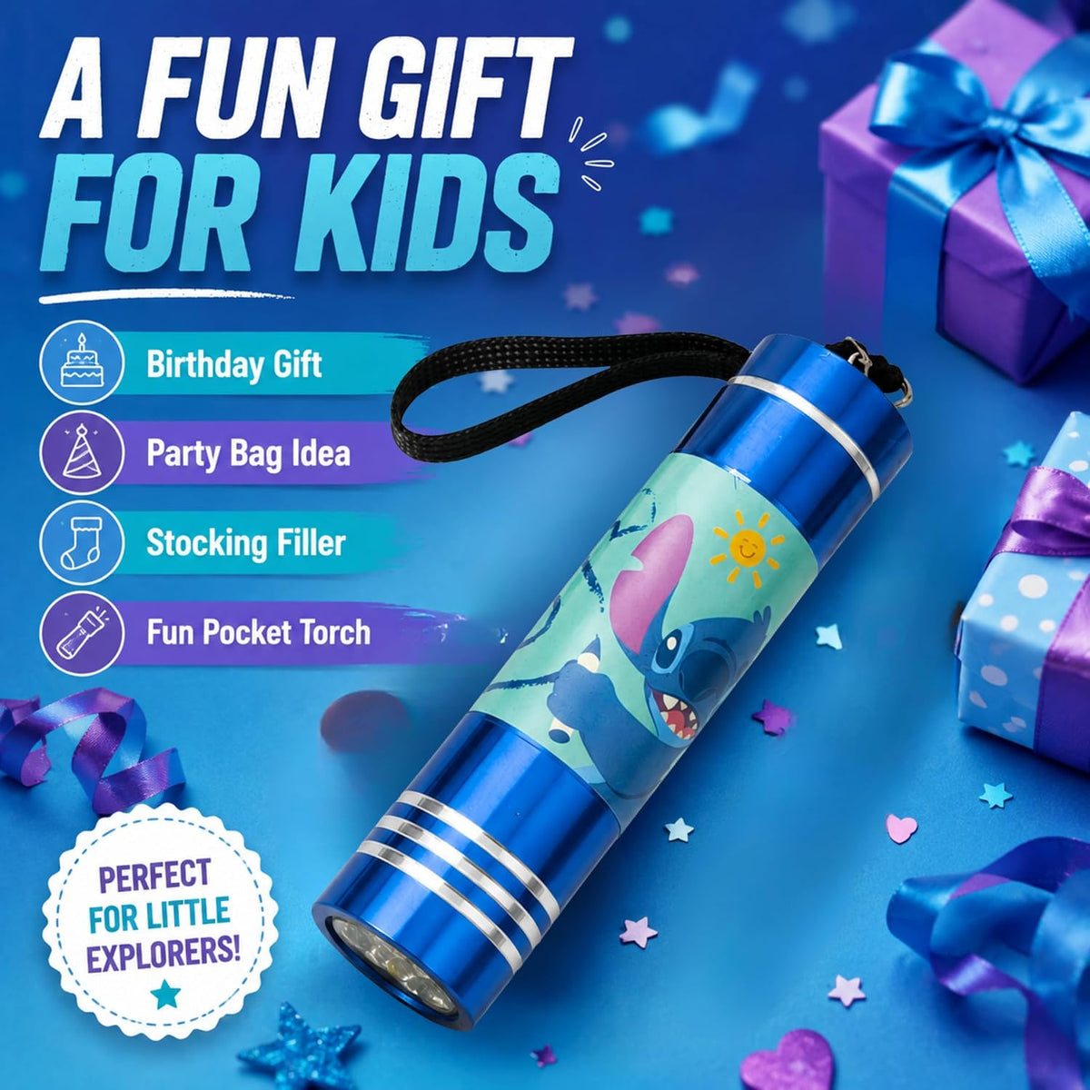 Disney Stitch 9 LED Mini Pink Flashlight 8.7cm