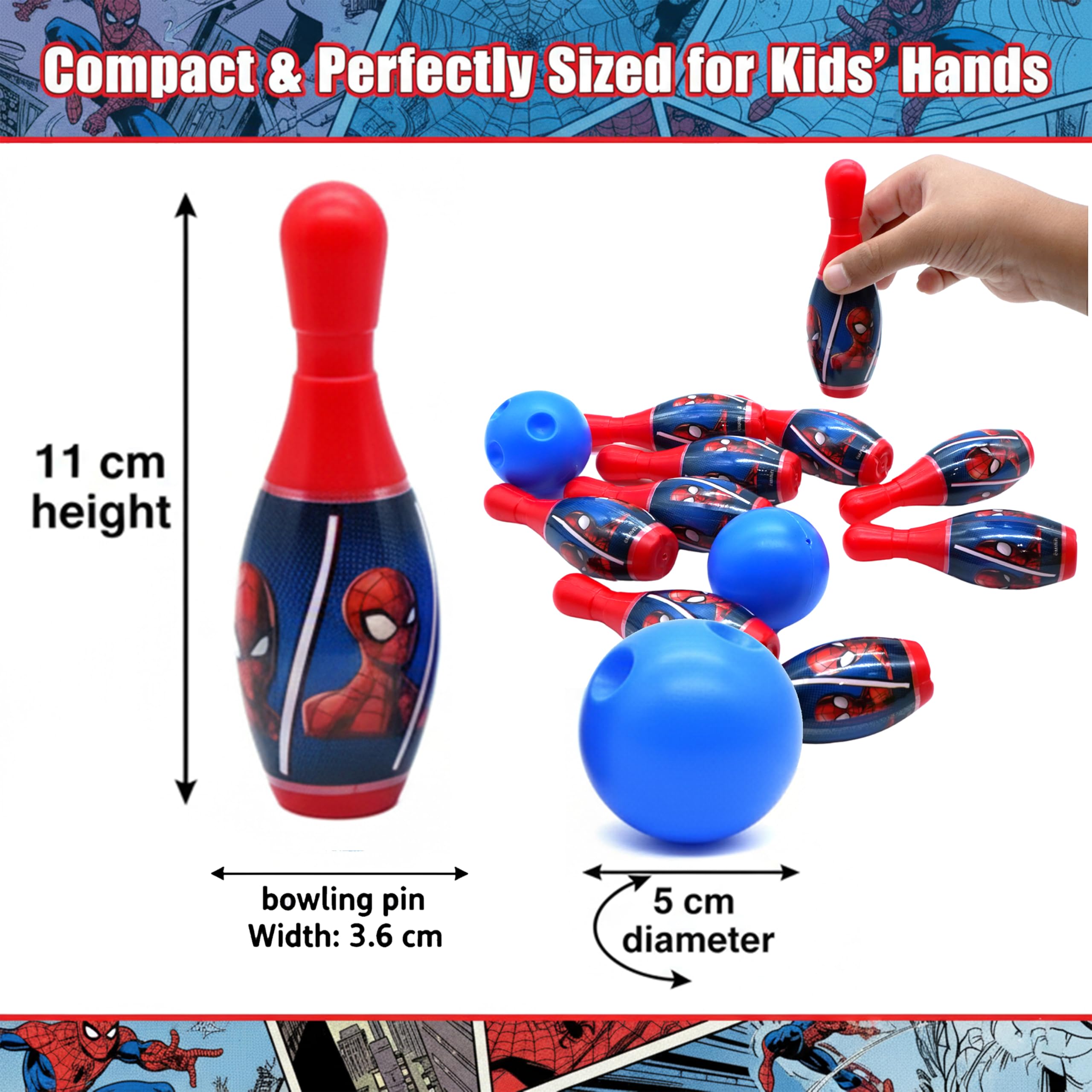 11cm Kids Mini Bowling Toy Set - 10 Pins & 2 Balls