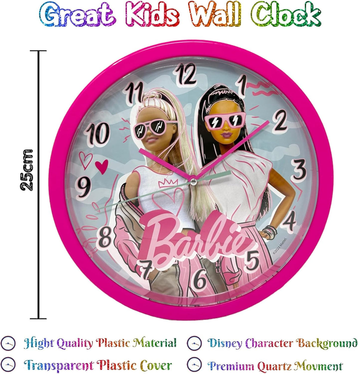 Barbie Round Wall Clock 25cm