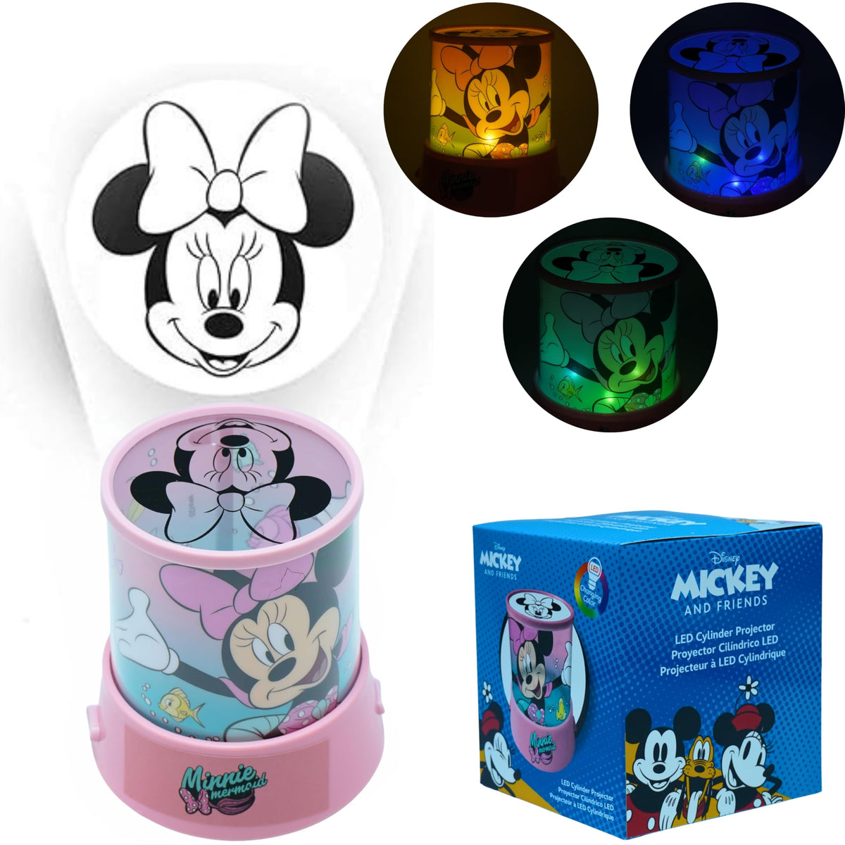 Disney Minnie Mouse Kids Licensed Small LED Projector Night Light Lamp