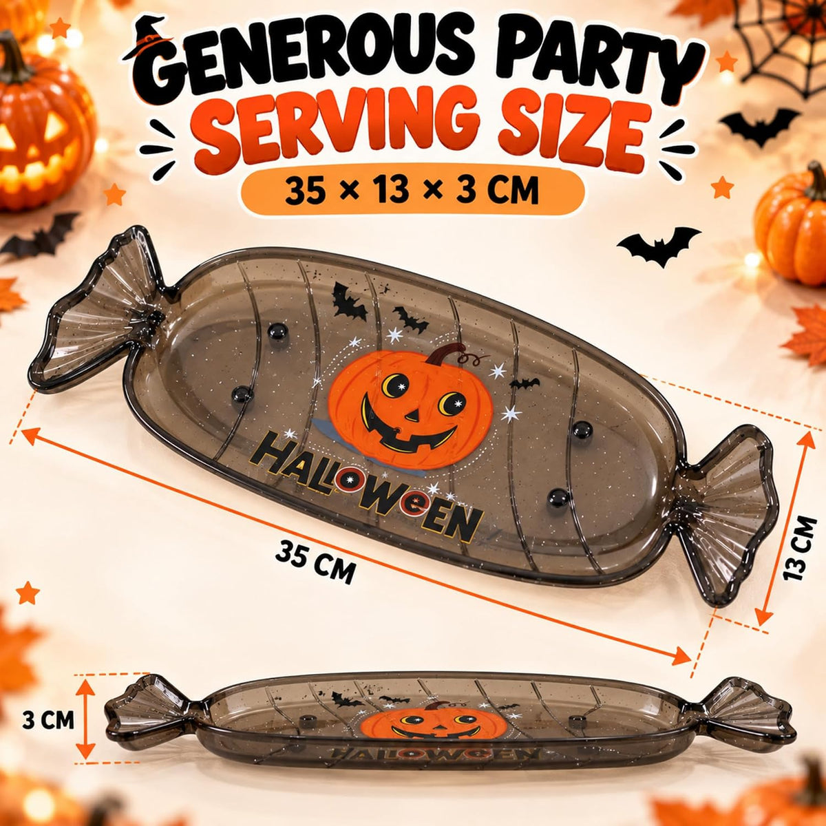 Halloween Candy Plate Black 35cm