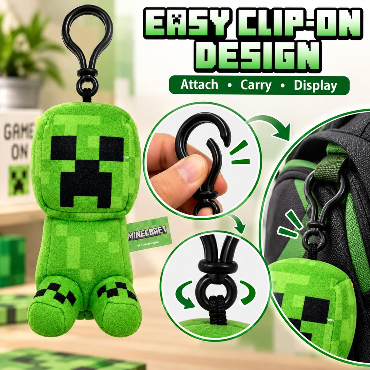 Creeper Kids Licensed 3D Plush Clip On Keyring
