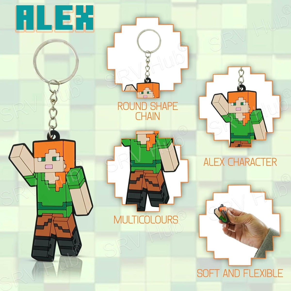 Minecraft Alex Kids Licensed Soft PVC Minecraft Key Chain – view 2
