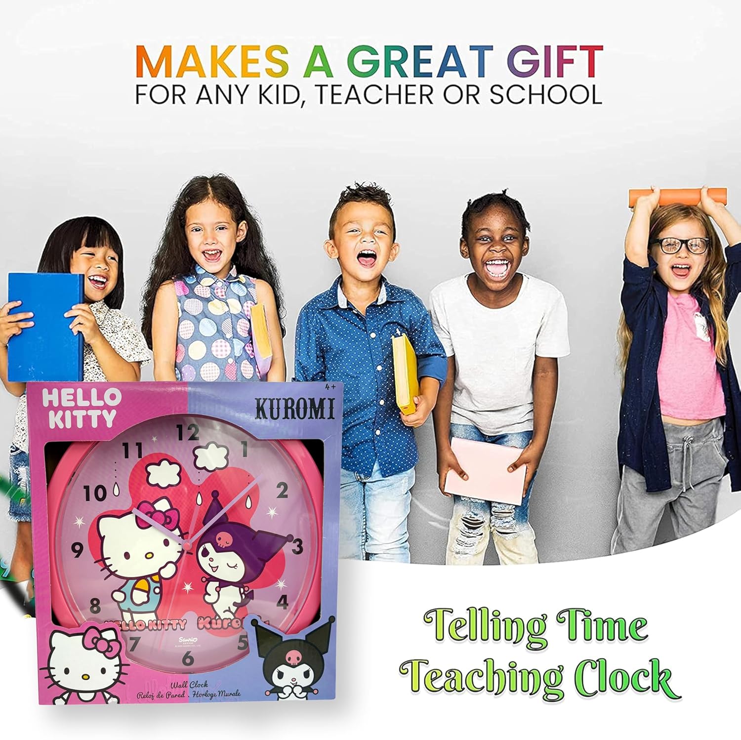 Children Modern Wall Clock Battery Operated, Wall Decor Gift for Kids