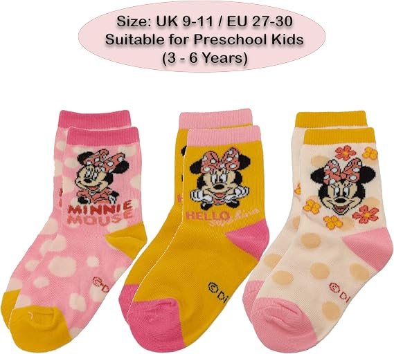 3 Pairs Minnie Mouse Soft Stretchy Socks