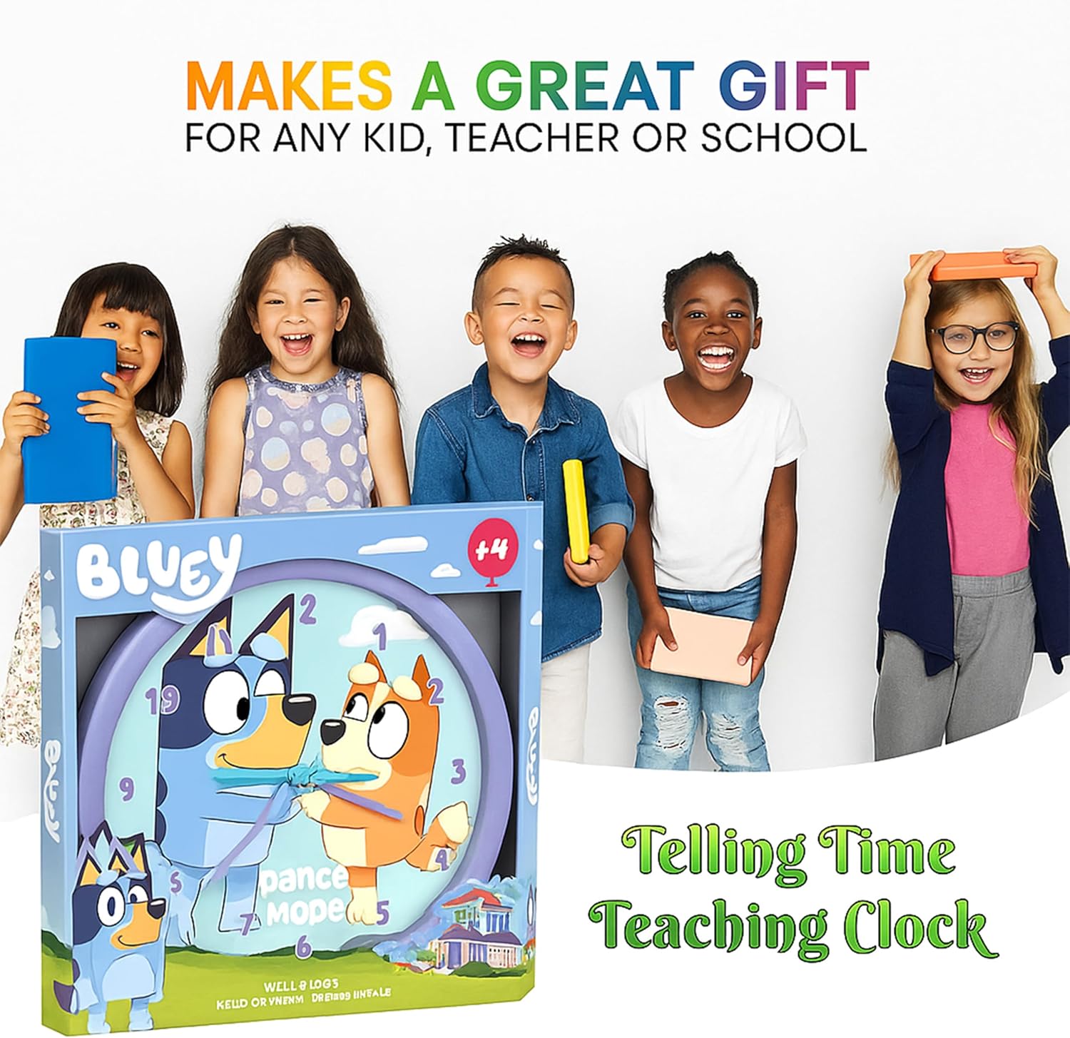 Children Modern Wall Clock Battery Operated, Wall Decor Gift for Kids