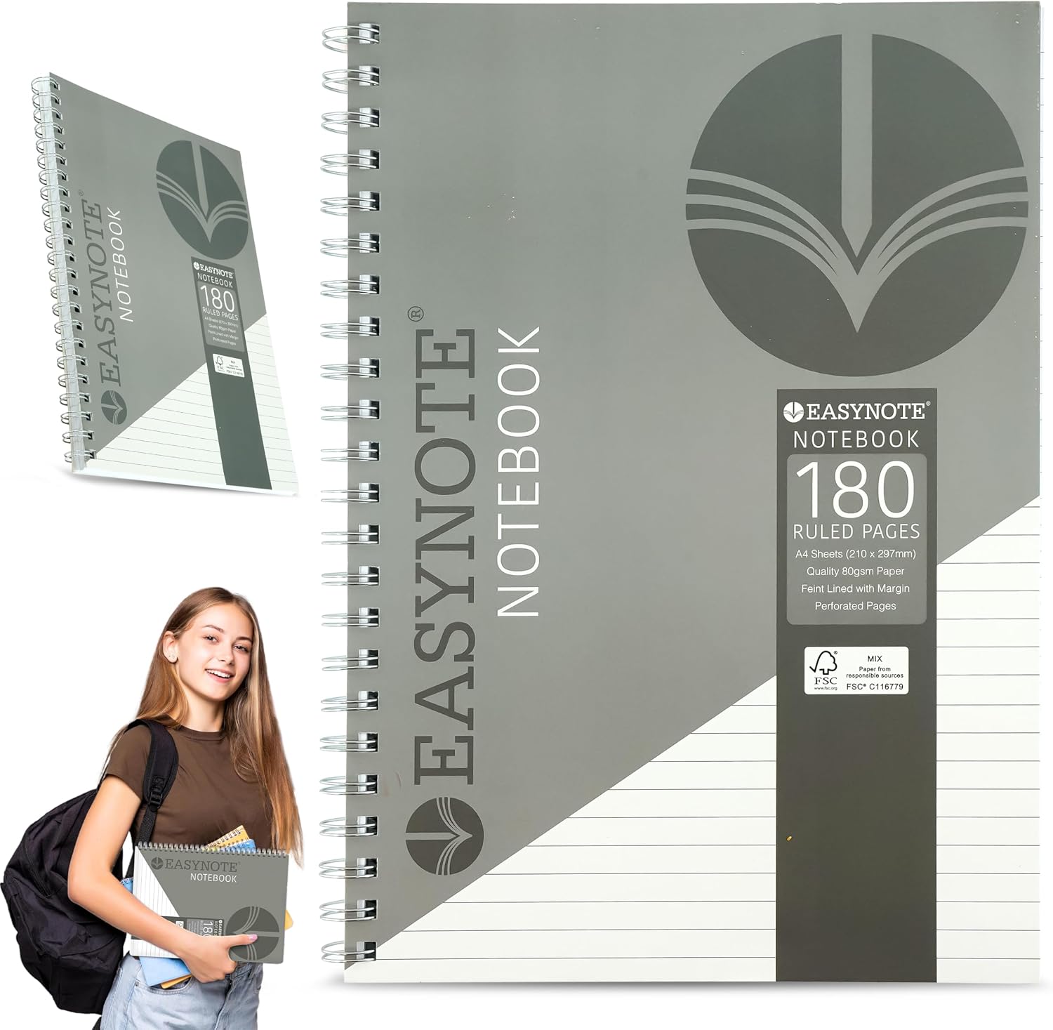 A4 Wire-Bound Spiral Notebook with 180 Tear