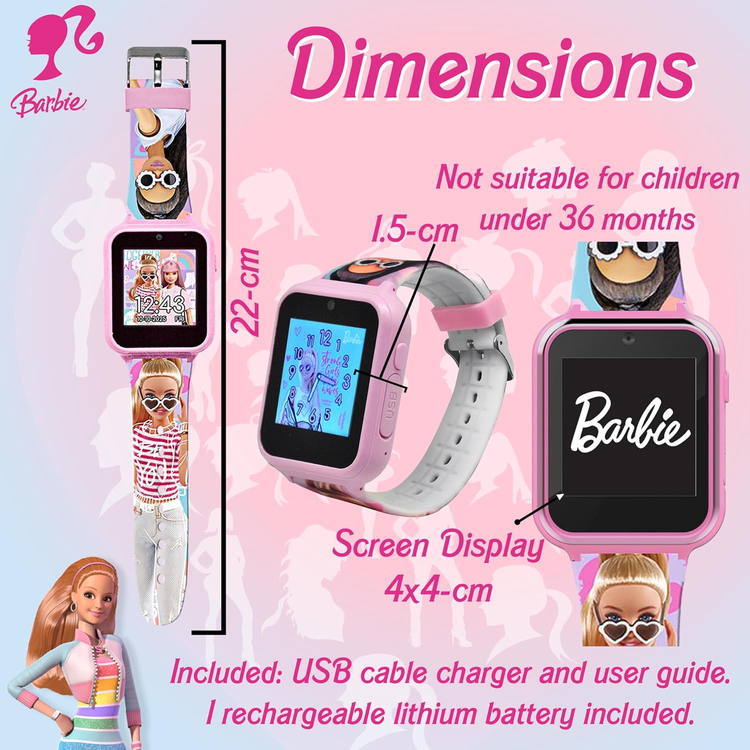 Barbie Kids Interactive Smart Watch - 22cm