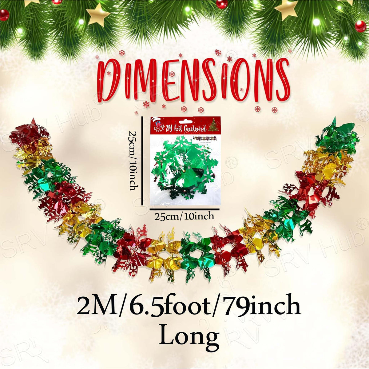 2M Long Snowflake Garland Christmas Hanging Decoration