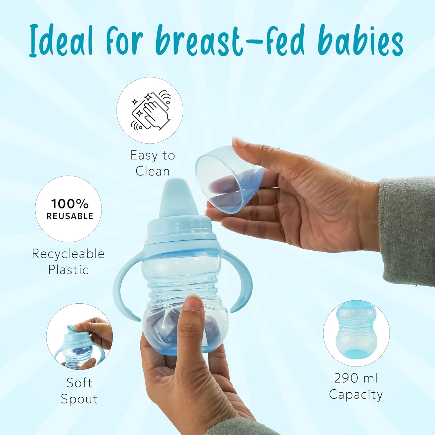 Soft Spout Sipper Bottle with Handle - 290ml/10oz