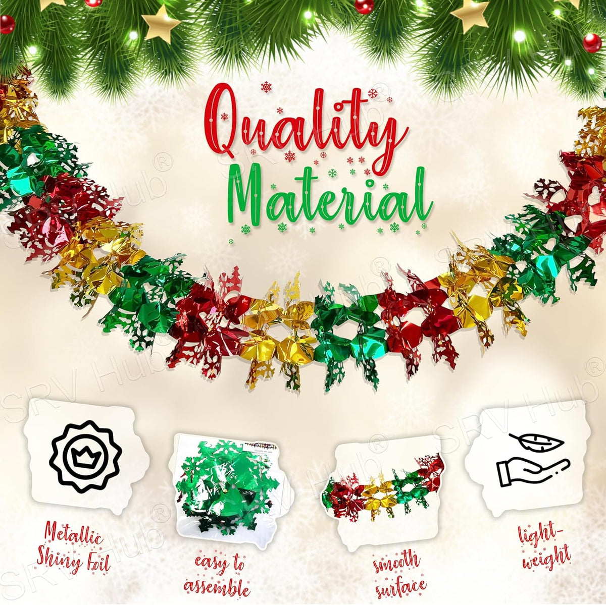 2M Long Snowflake Garland Christmas Hanging Decoration