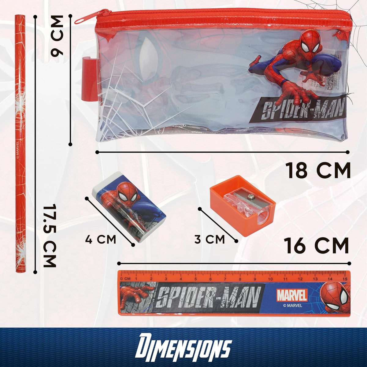 Spider-Man Kids Licensed 5 Piece Stationery Set with Pencil Case – view 7
