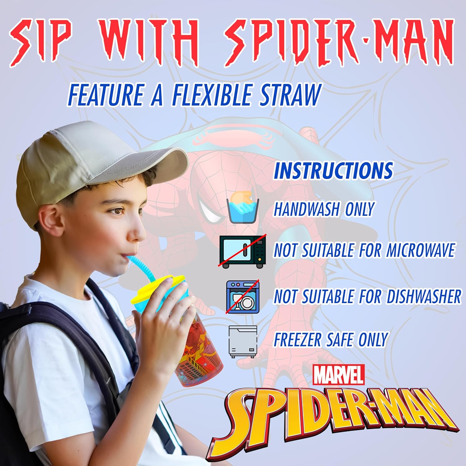 Kids Water Tumbler with Straw, 460ml